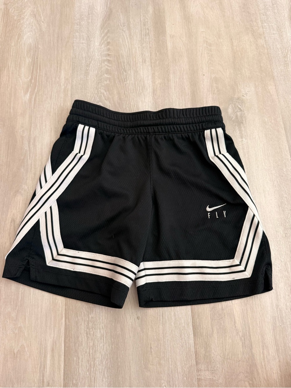 Nike  fly shorts girls Black Athletic Shorts with White Stripe Detail